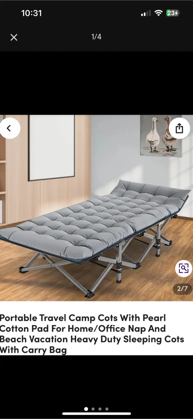 Portable Travel Camp Cot - Heavy Duty Sleeping Cot thumbnail