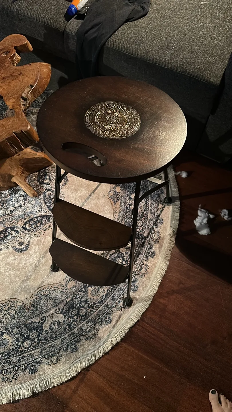 Folding Side Table with Storage Shelves thumbnail