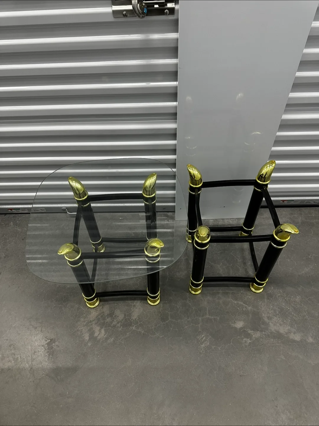 Glass Top Side Table - Black & Gold Accent thumbnail