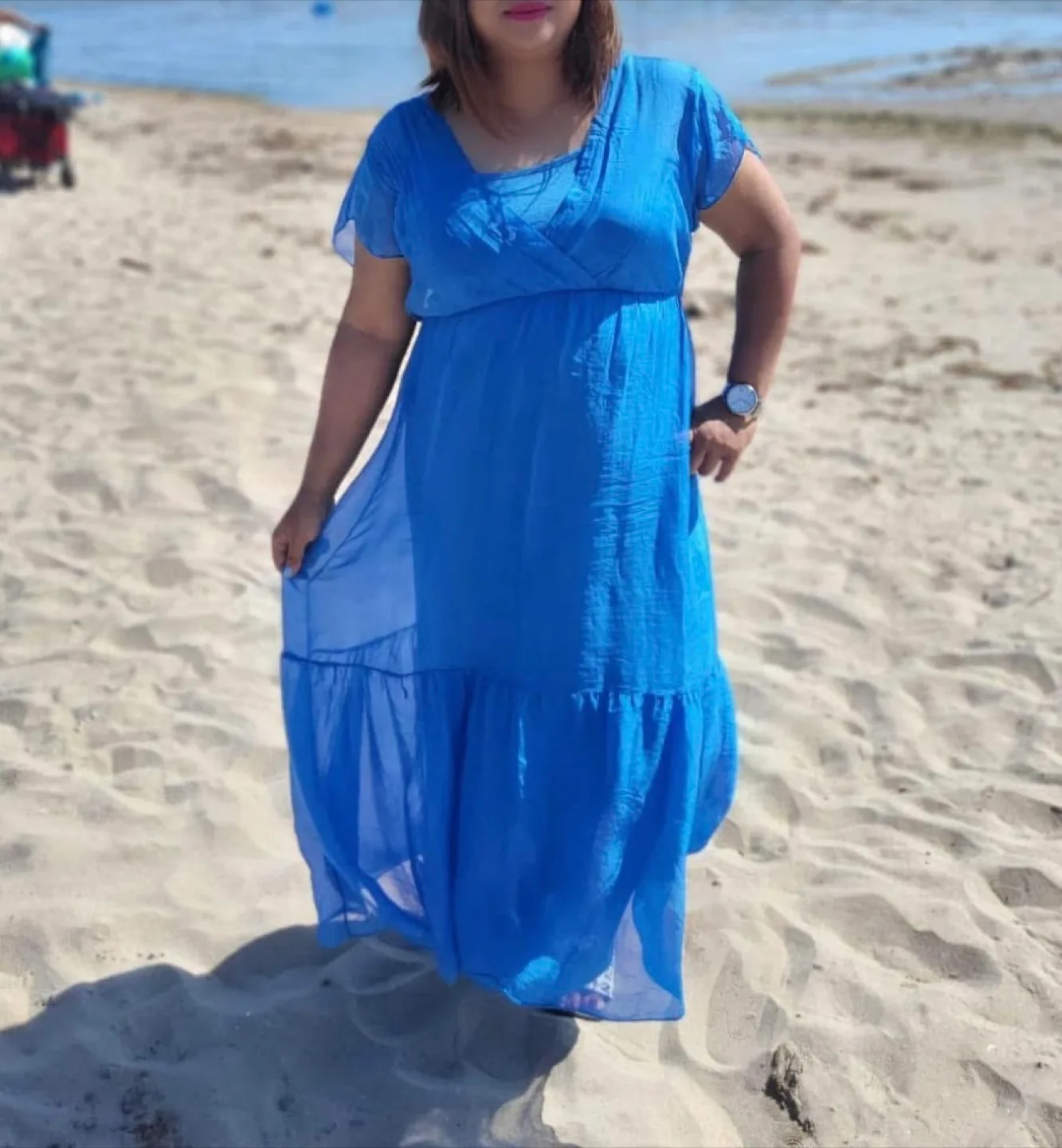 Women’s sky blue long dress thumbnail