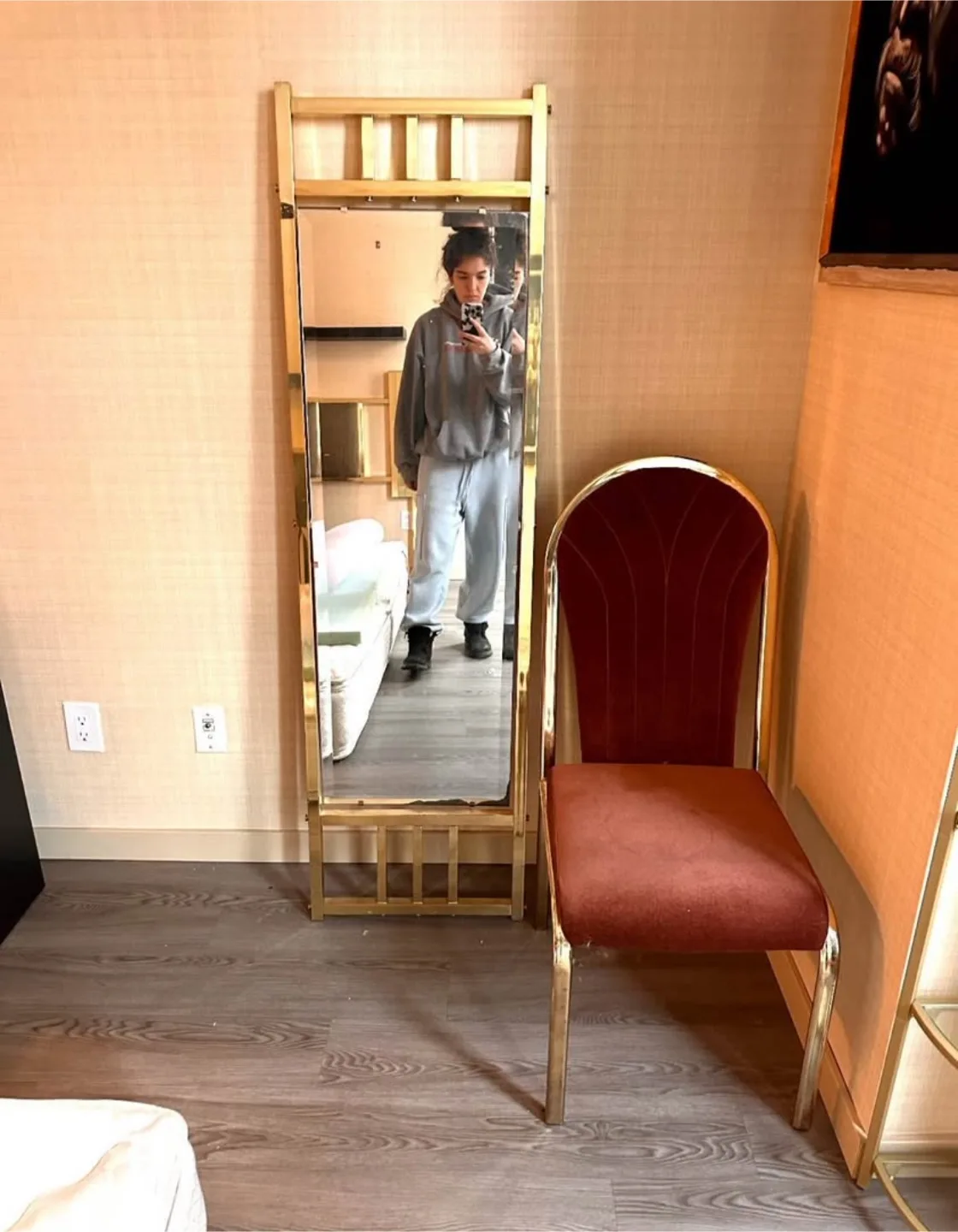 Heavy Brass Framed Mirror (optional chair bundle) thumbnail
