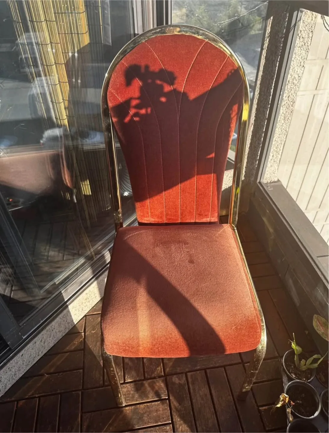 Vintage Velvet Chair - Red & Gold thumbnail