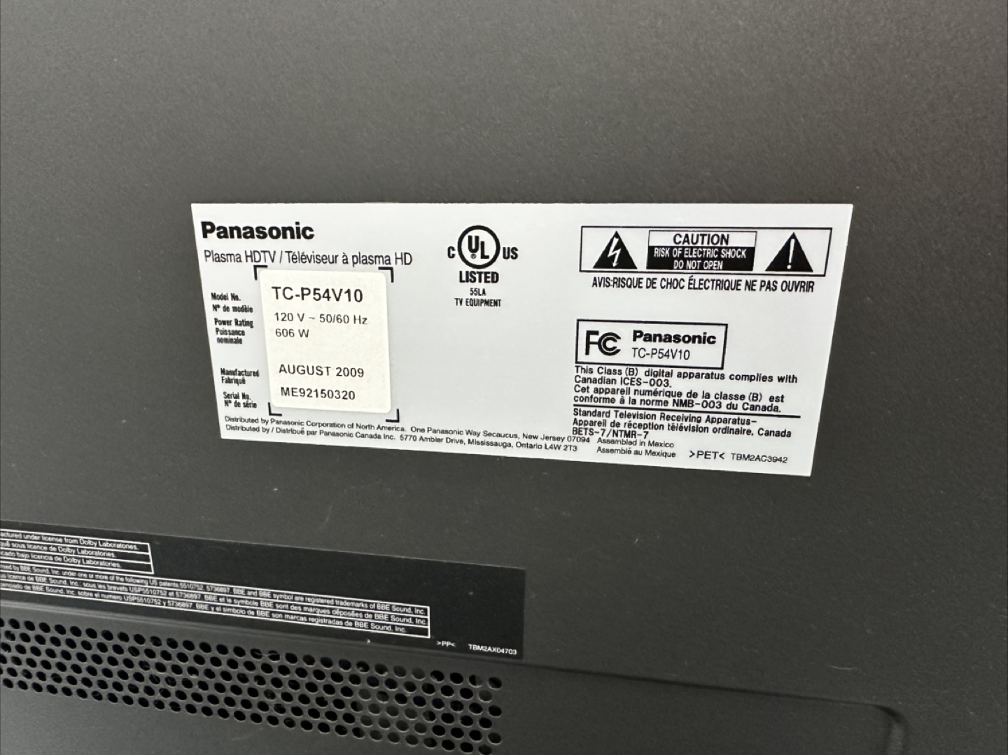 TV Panasonic TC-P54V10 54" Plasma HDTV - photo 3
