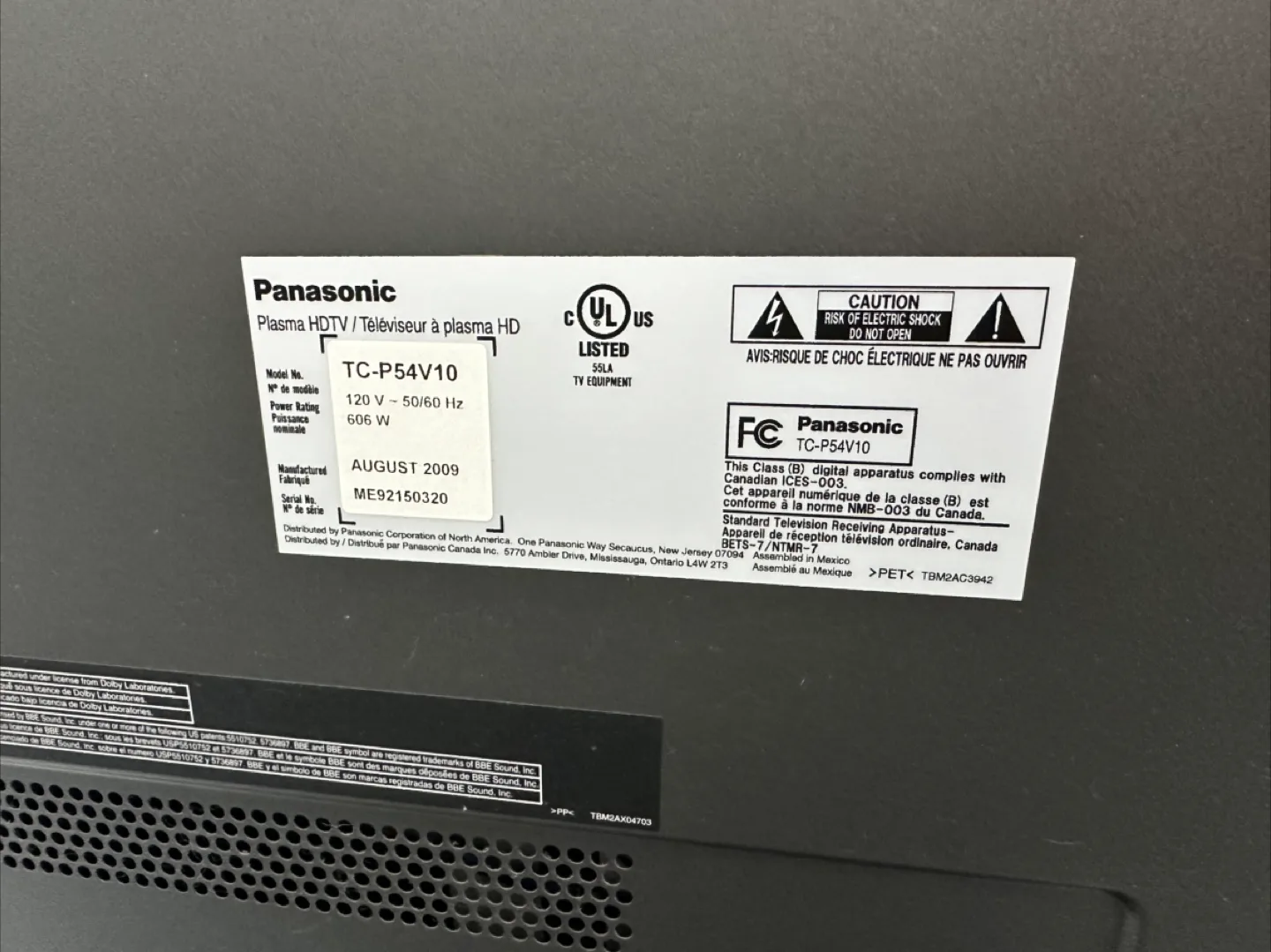 TV Panasonic TC-P54V10 54" Plasma HDTV image indicator(3)