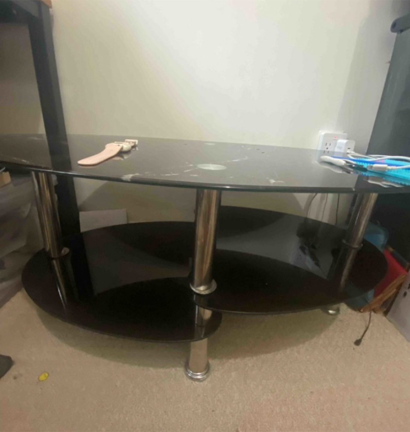 Red & Black Sofa and Glass Coffee Table - photo 2
