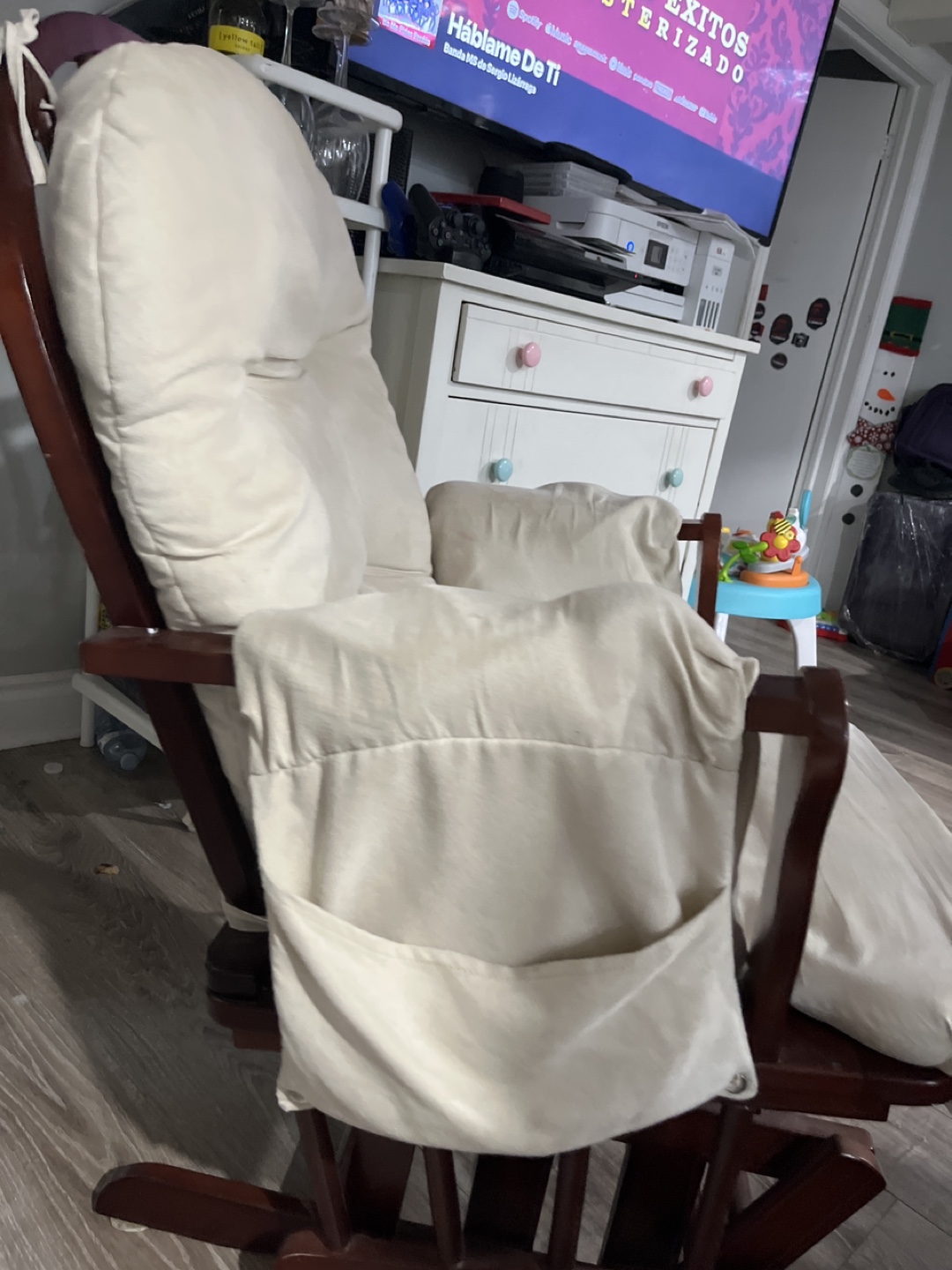 Beige Rocking Chair with Cushions - photo 2