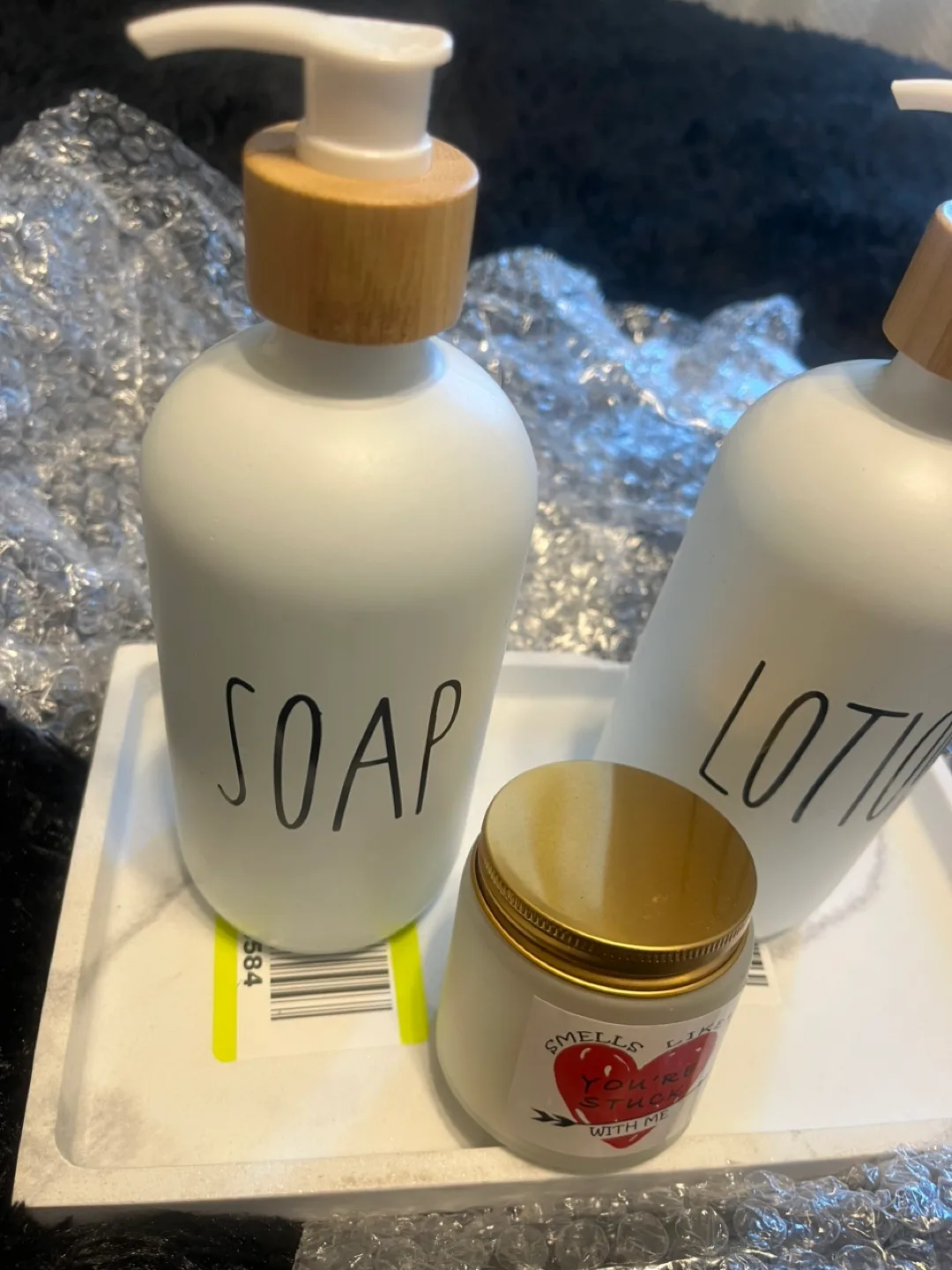 Rae Dunn Soap & Lotion Dispensers with Candle image indicator(3)