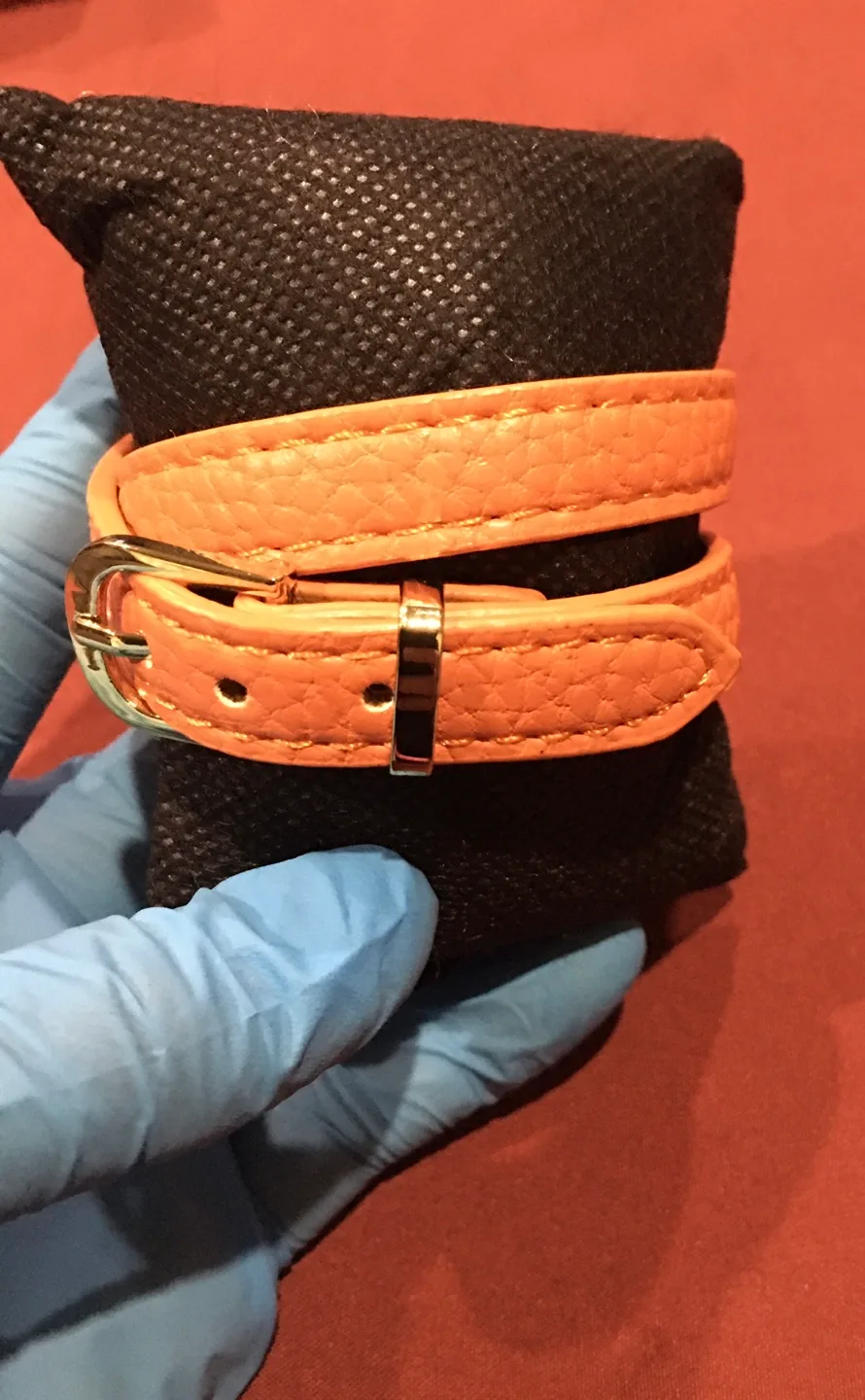 Hermes Orange Wrap Bracelet with Padlock Charm image indicator(2)