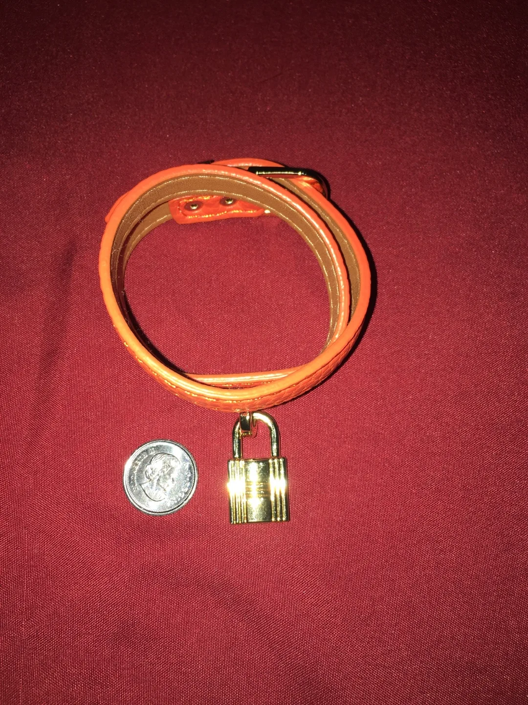 Hermes Orange Wrap Bracelet with Padlock Charm image indicator(3)