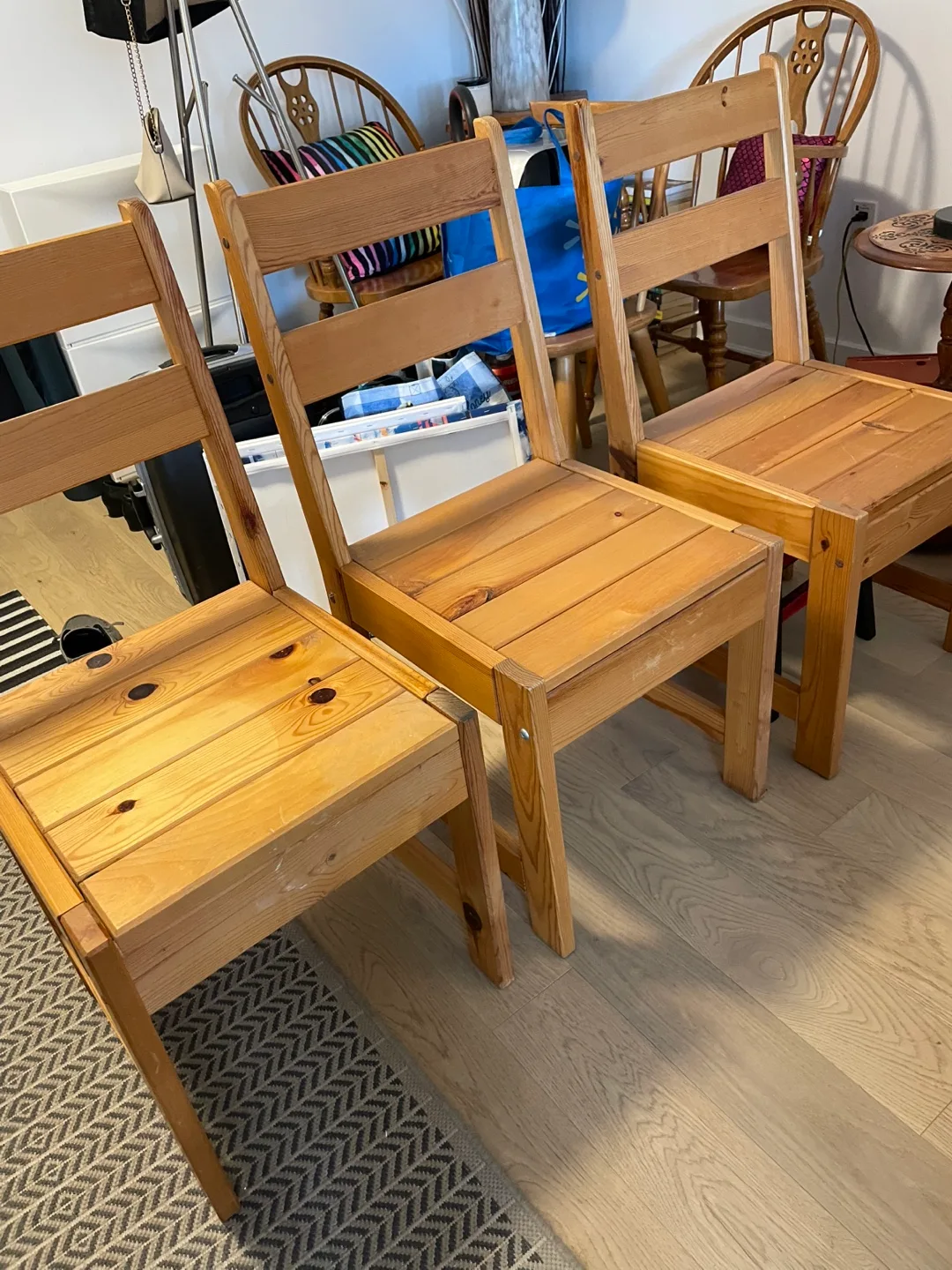 Set of 3 Solid Wood Chairs thumbnail