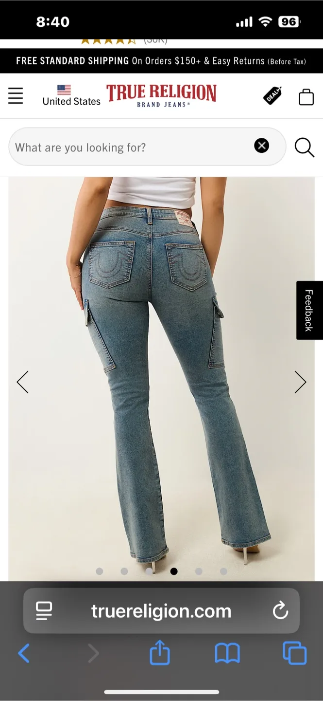 True Religion Women's Cargo Flare Jeans thumbnail