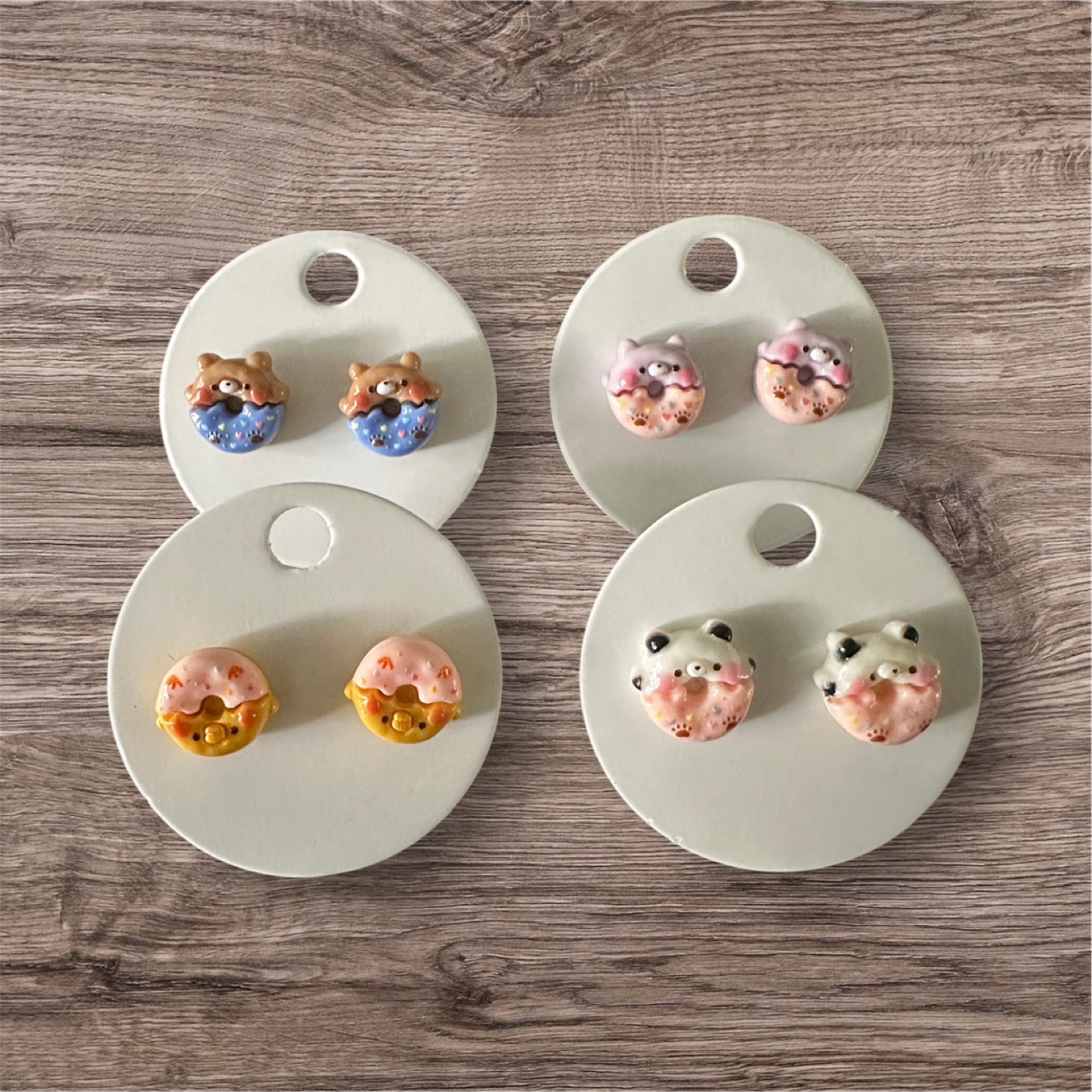 Cute Donut Animal Stud Earrings