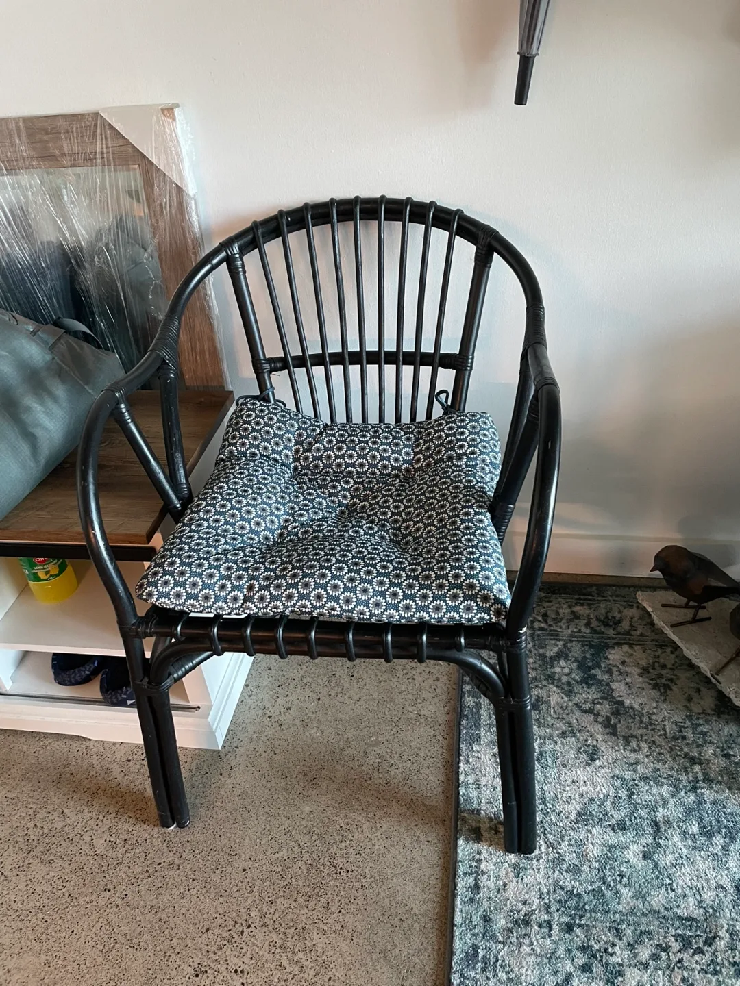 Black Rattan Chair with Cushion thumbnail