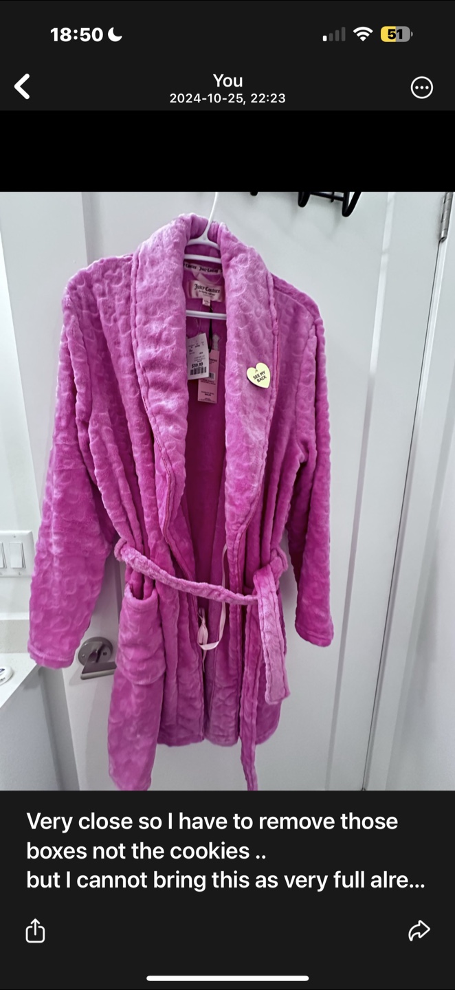 Juicy Couture Pink Robe, Size L/XL