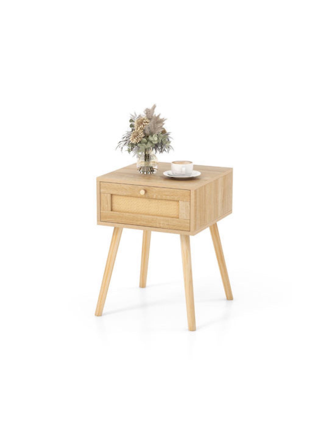 Rattan Nightstand with Drawer