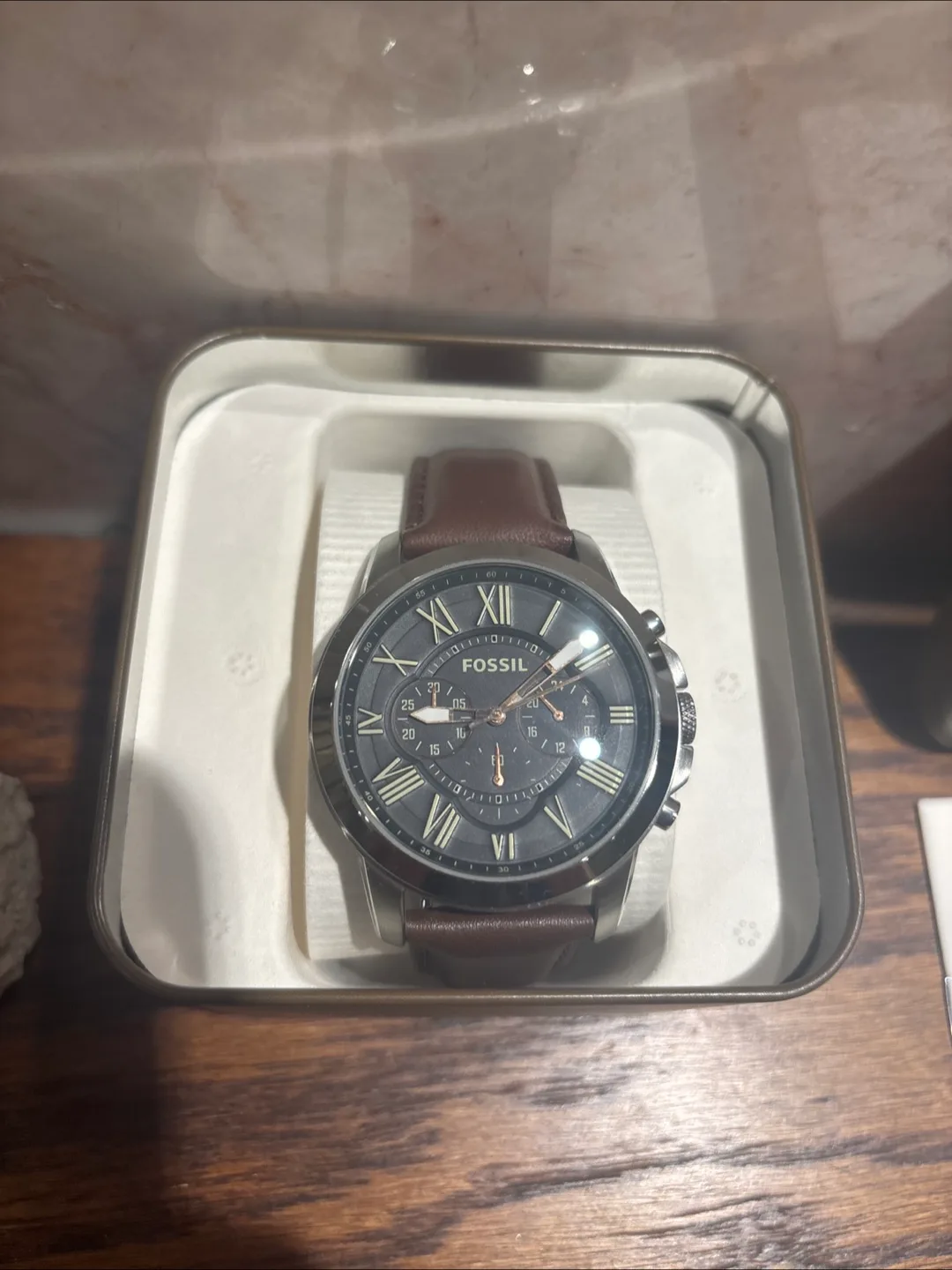 Fossil FS4813 Brown Leather Watch with Box image indicator(2)