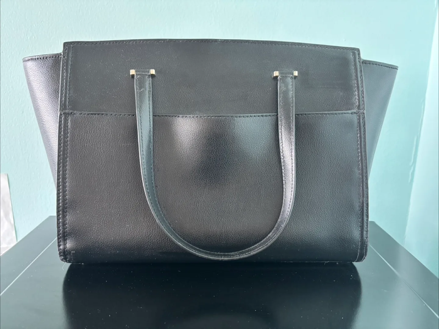 Authentic Kate Spade Black Leather Tote Bag image indicator(2)