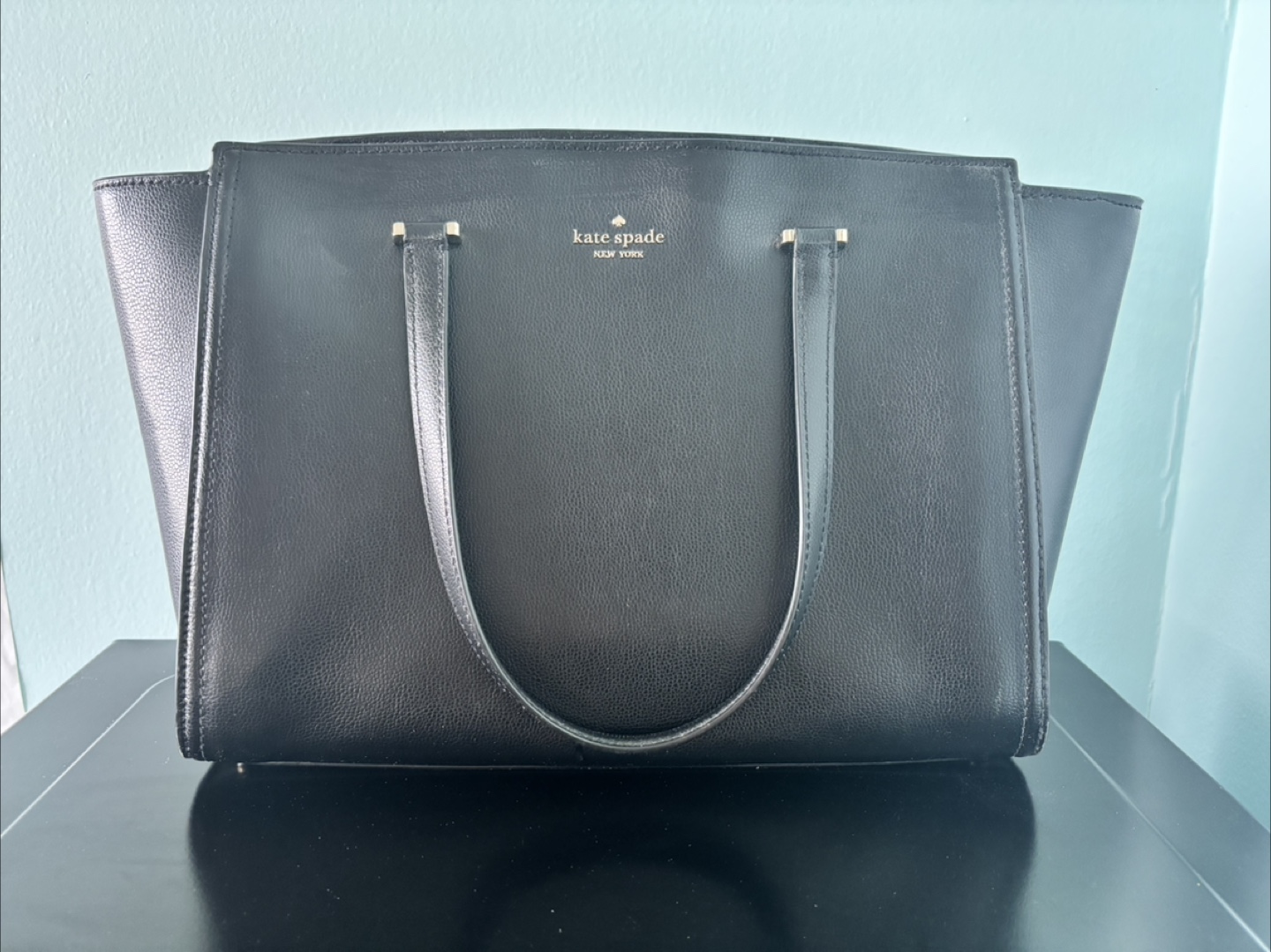 Authentic Kate Spade Black Leather Tote Bag