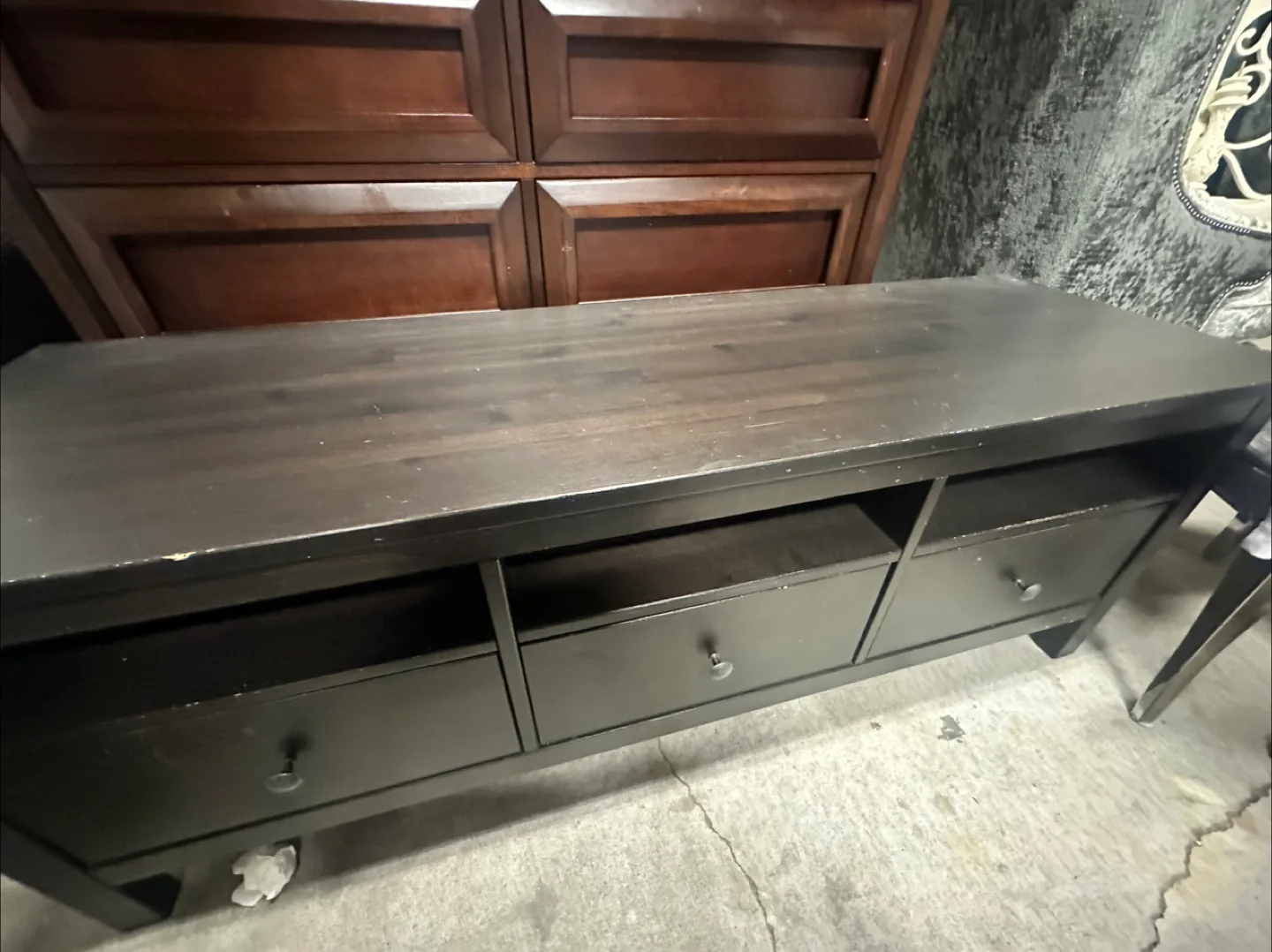 Dark Brown TV Stand with Drawers thumbnail