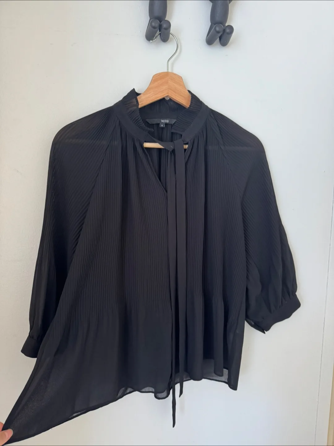 MUSEO Black Pleated Blouse - Size S thumbnail