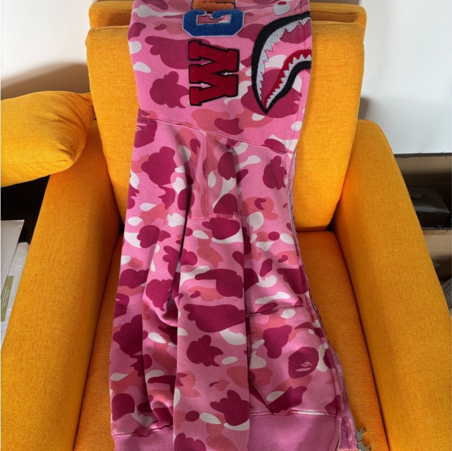 A Bathing Ape Pink Camo Shark Hoodie - Size M - photo 2