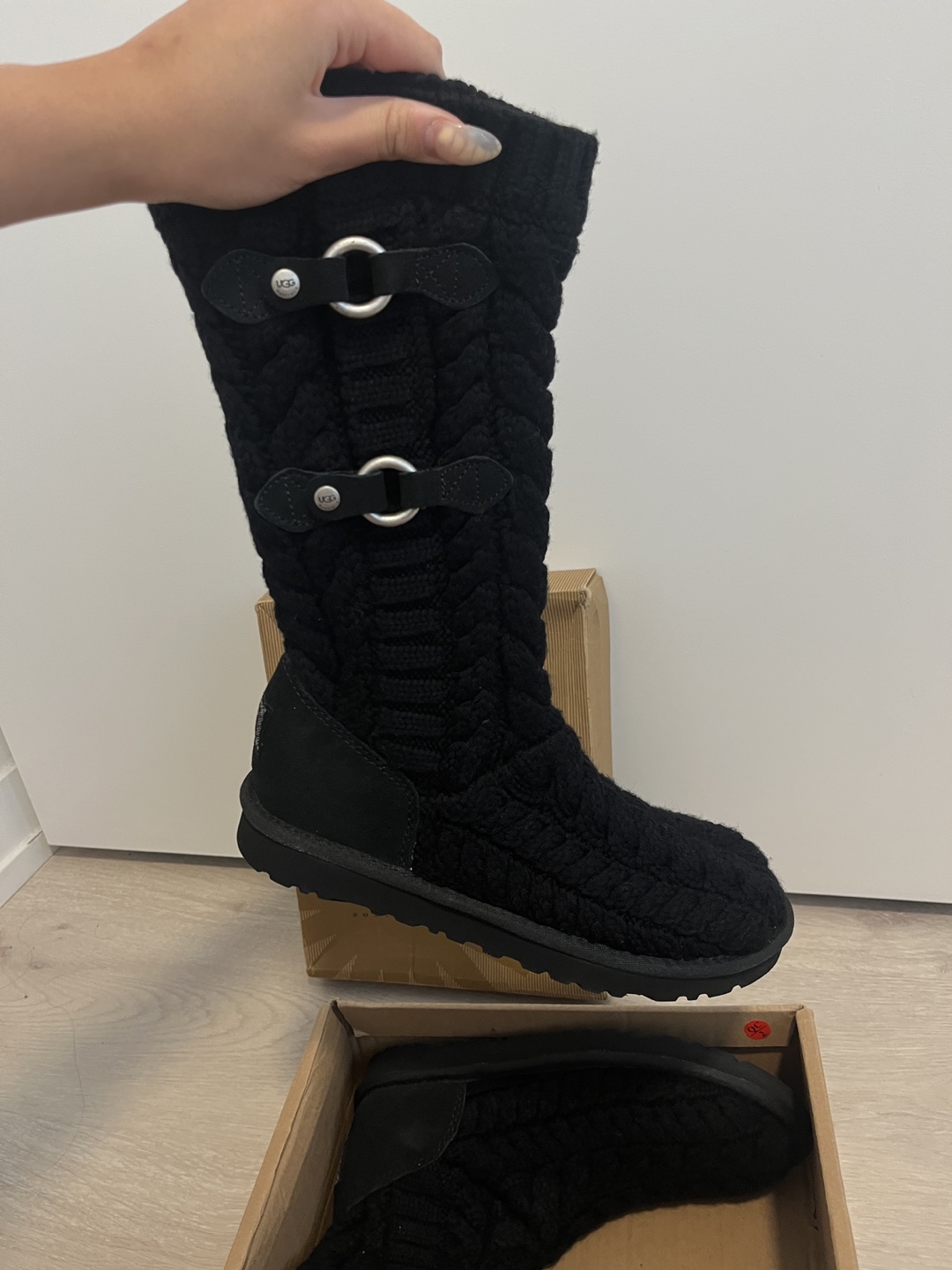 UGG Australia Black Knit Boots (AUTHENTIC)