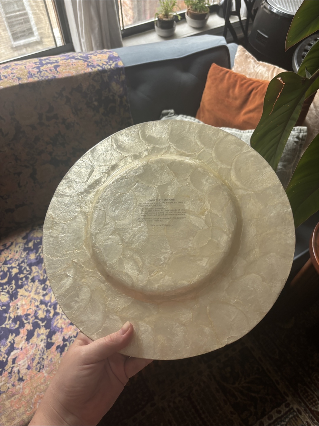 Capiz Serveware Plate - Black & White Checkerboard - photo 3