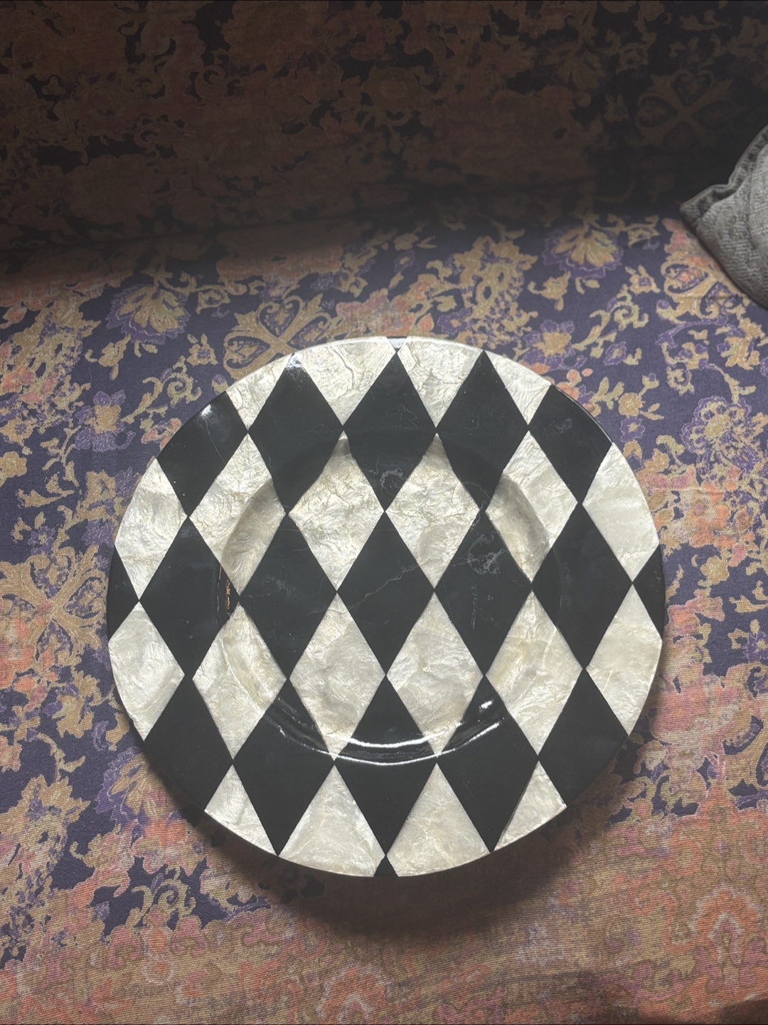 Capiz Serveware Plate - Black & White Checkerboard - photo 2