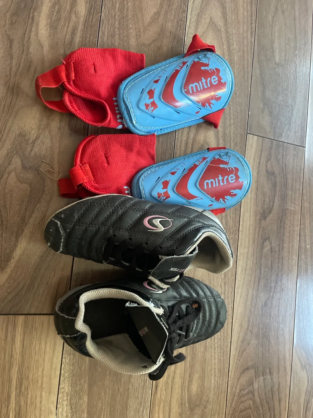 Kids' Sportek Cleats & Mitre Shin Guards