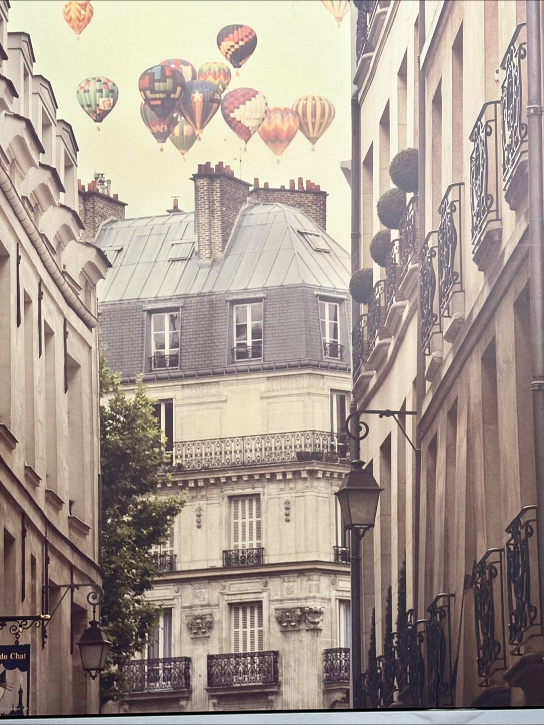 Framed Paris Hot Air Balloon Print 95cm x 1.31m