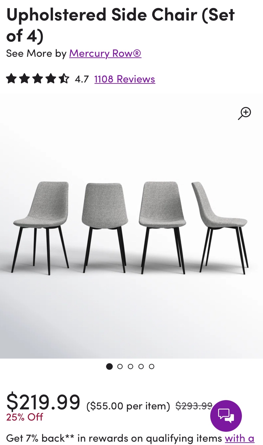 Grey Chair Set of 4