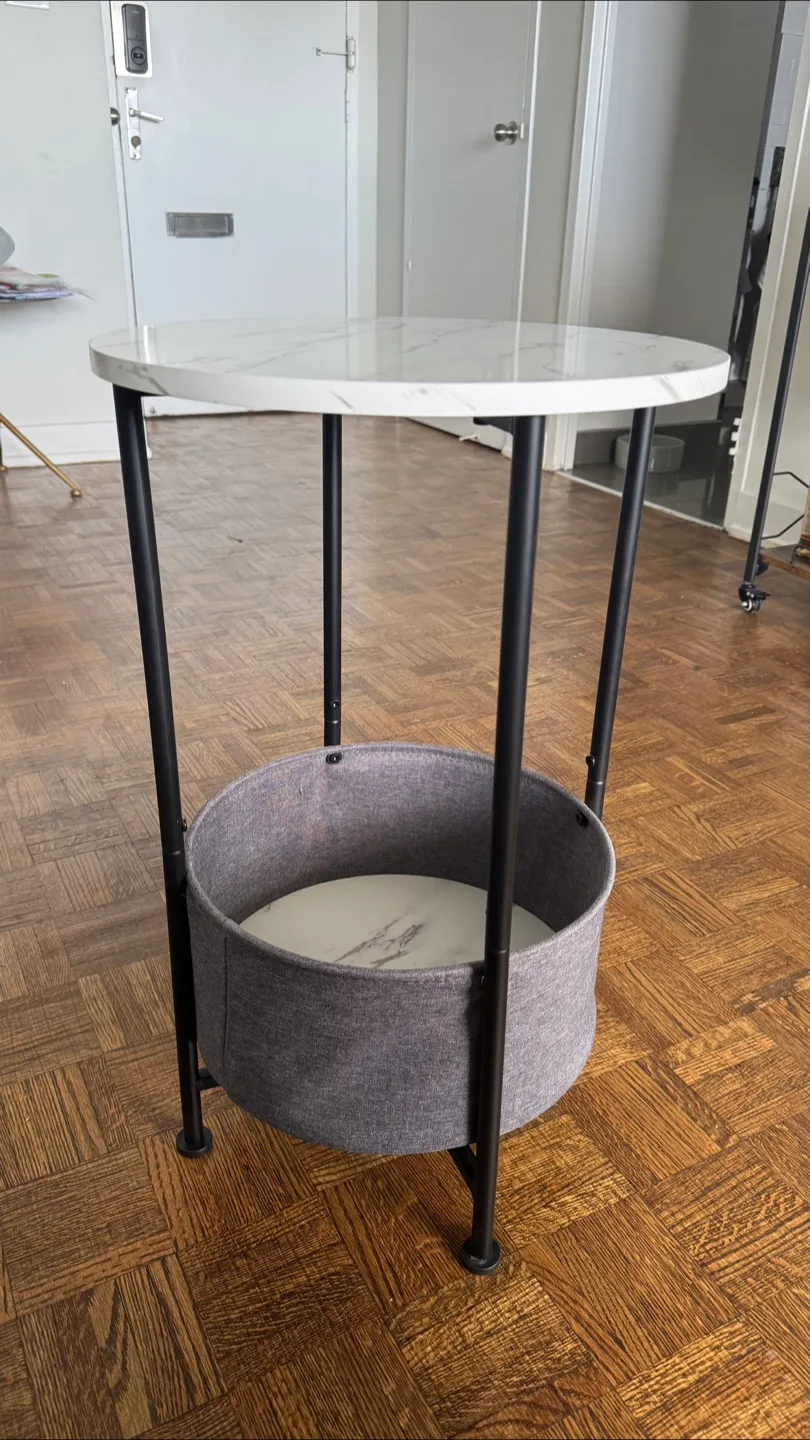 Round End Table with Storage Basket