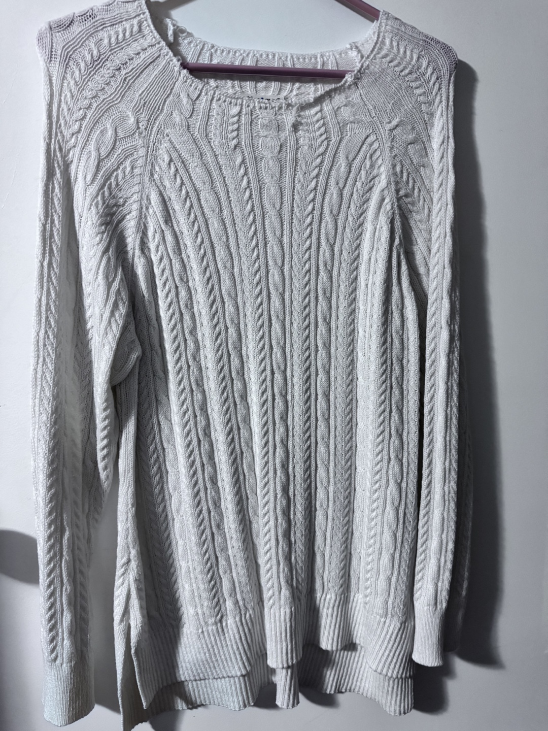 Cable Knit Sweater - White