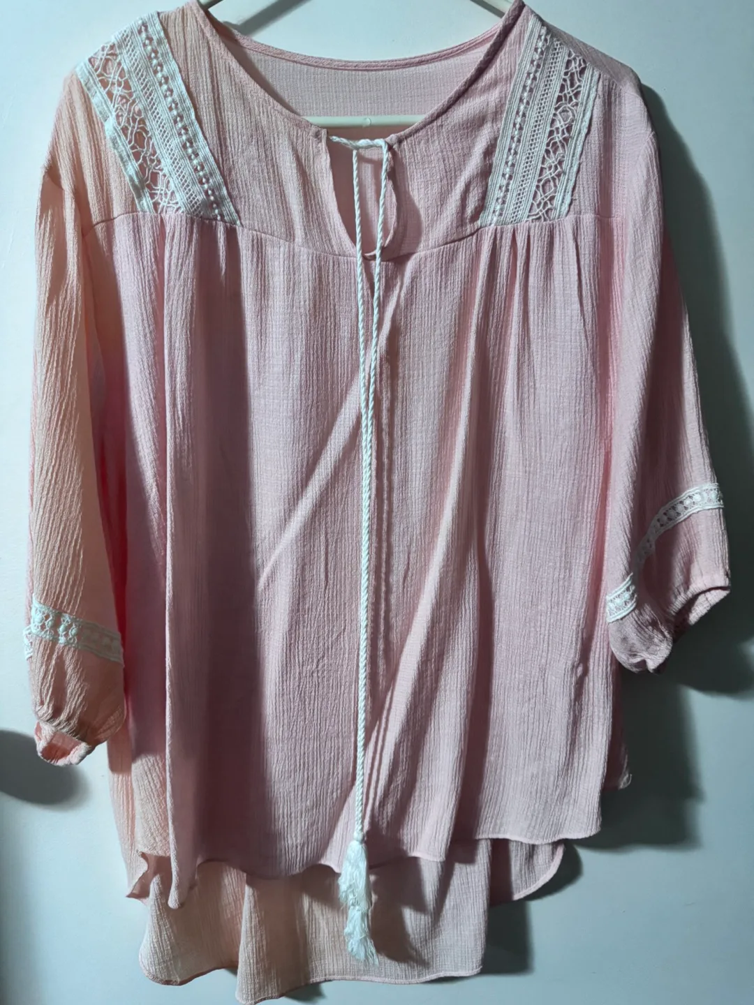 Pink Lace Trim Blouse thumbnail