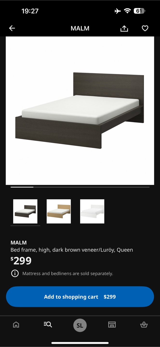 IKEA Malm Queen Bed Frame - black + Serta Mattress - photo 2