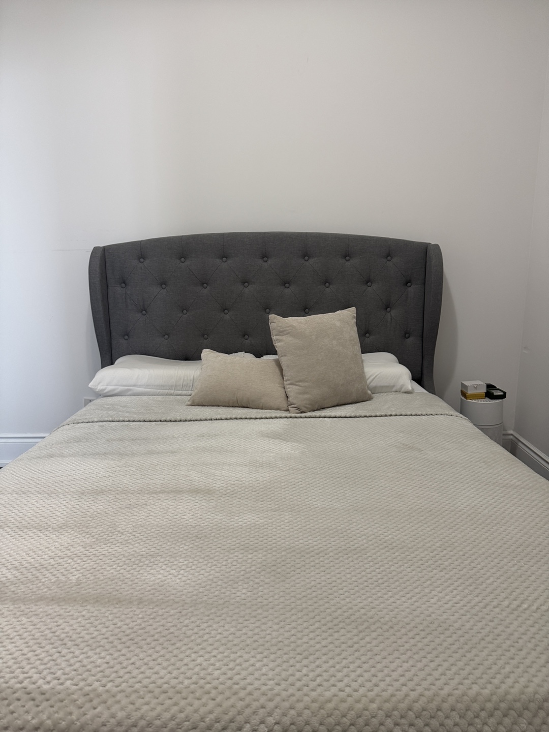 Upholstered Wingback Bed Grey - photo 2