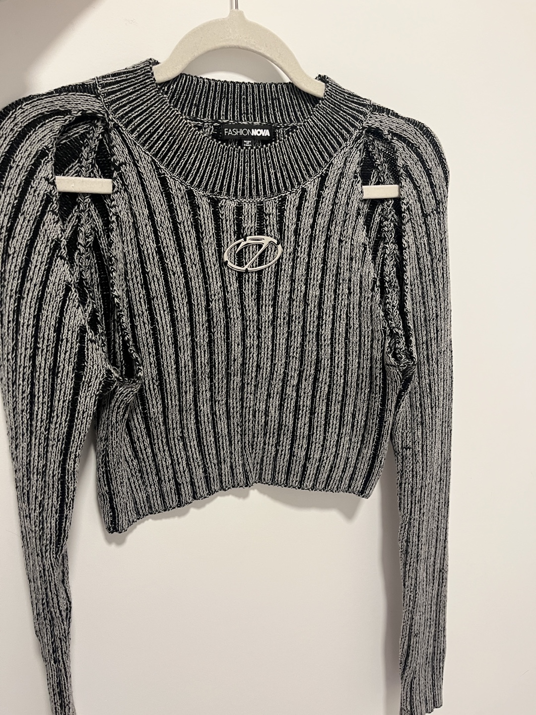 Fashion Nova Black & White Knit Sweater