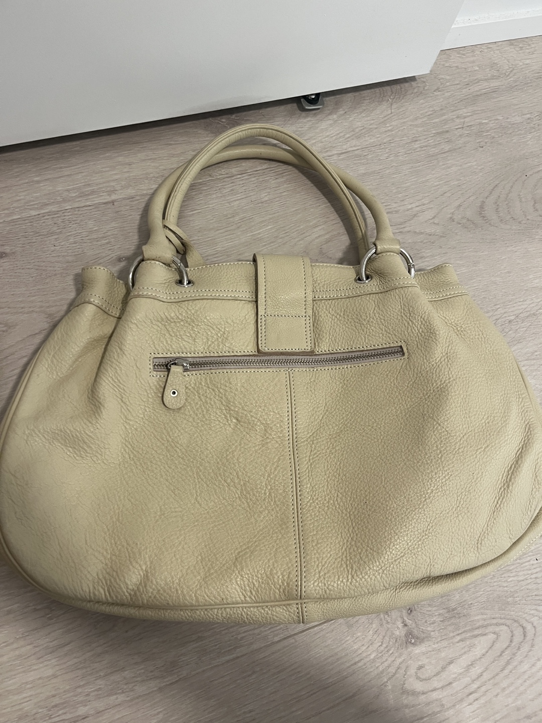 Leather Handbag - Beige - photo 2