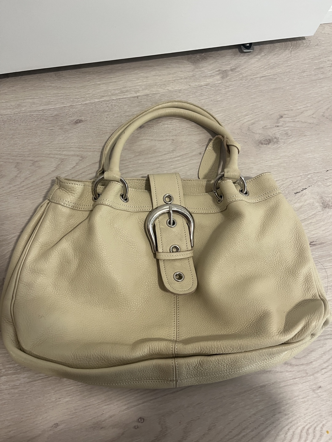 Leather Handbag - Beige
