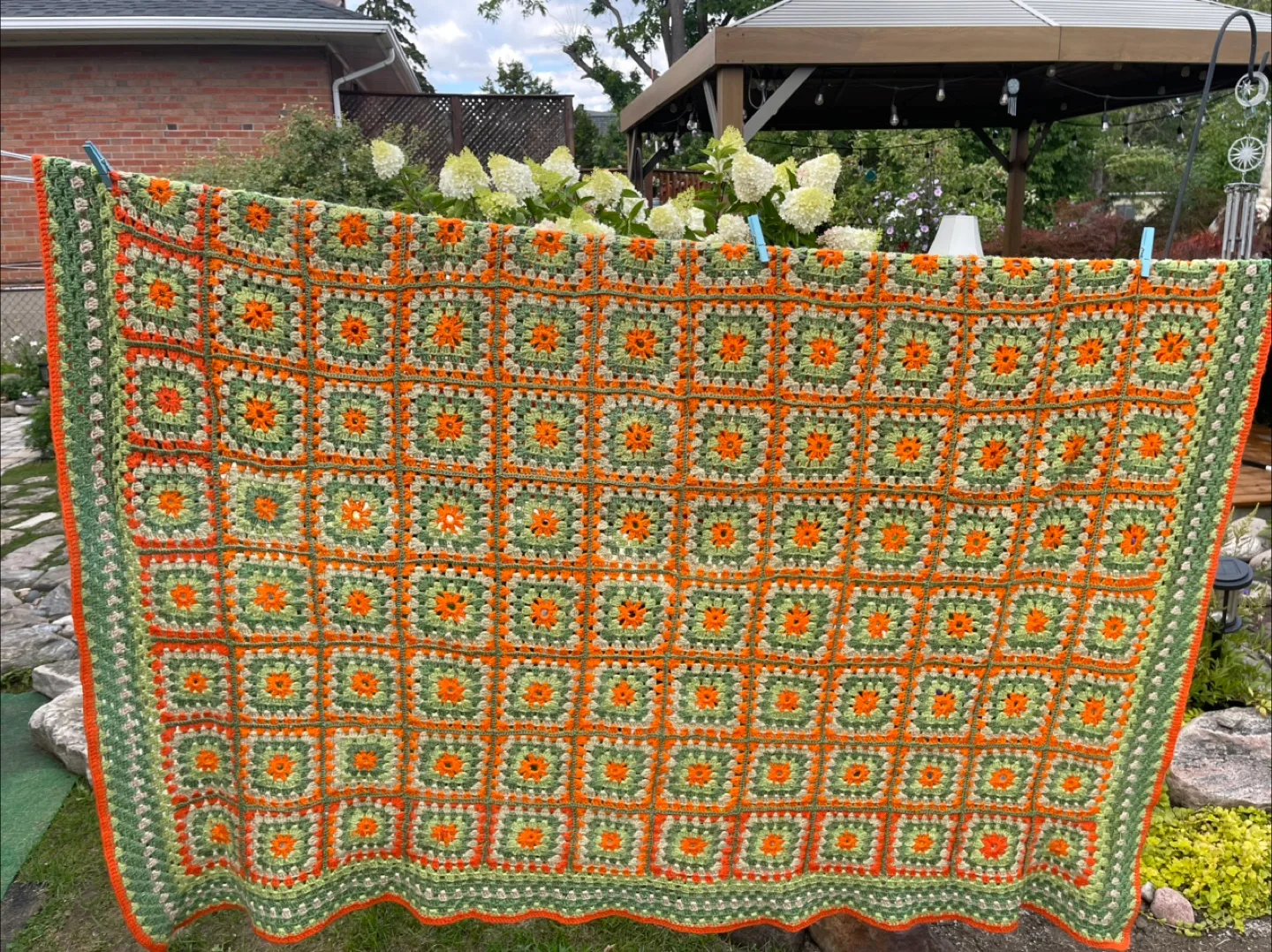 Handmade Crocheted Granny Square Blanket thumbnail