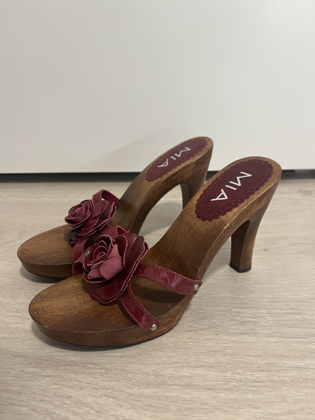MIA Wooden Heels with Rose Detail