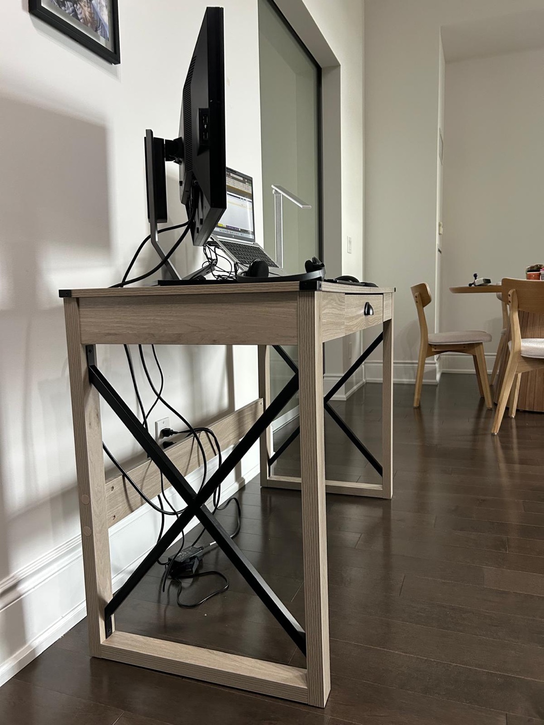 Wood and Black Metal Desk - photo 2
