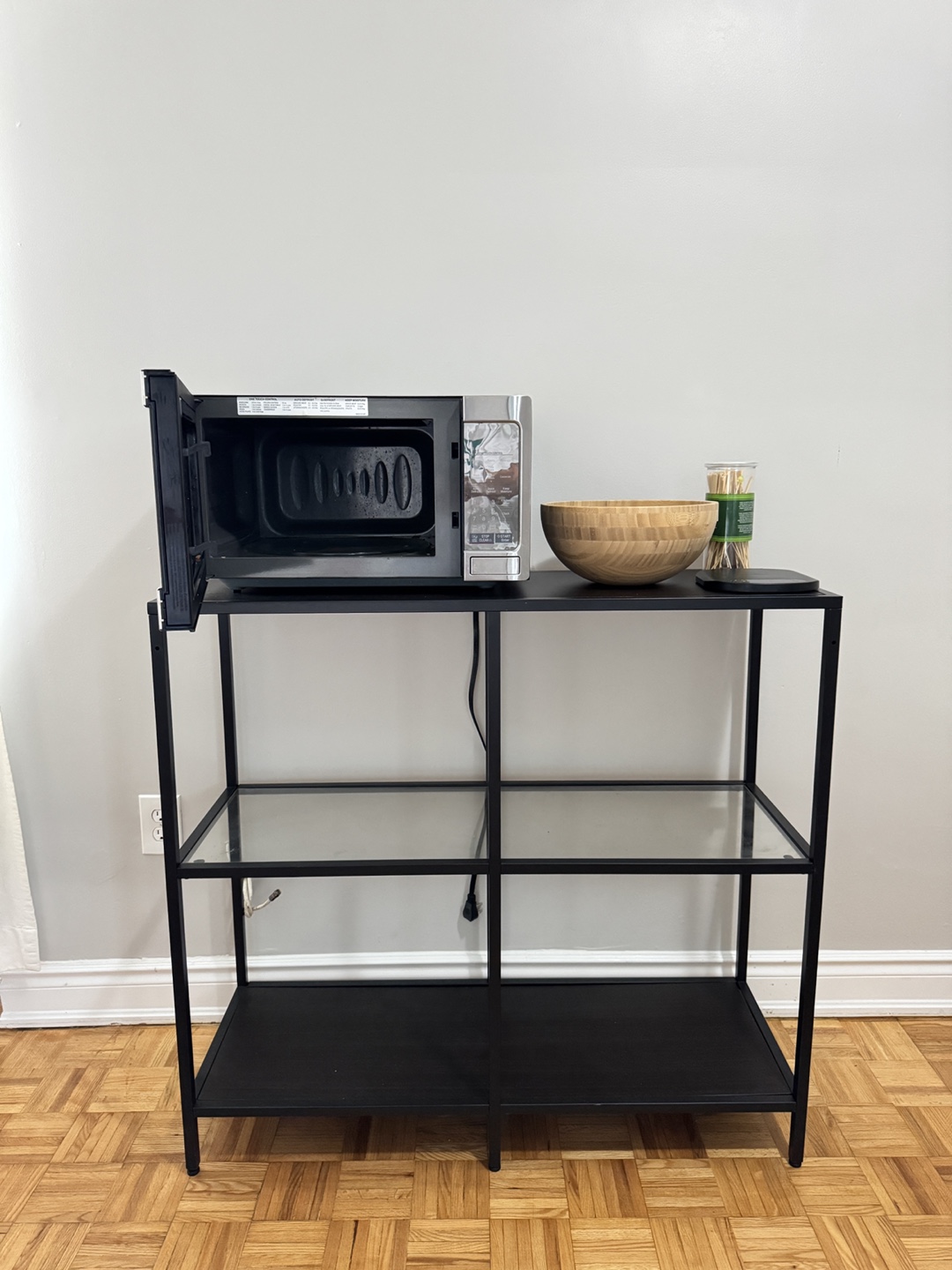 Shelf Unit - Black Metal & Glass