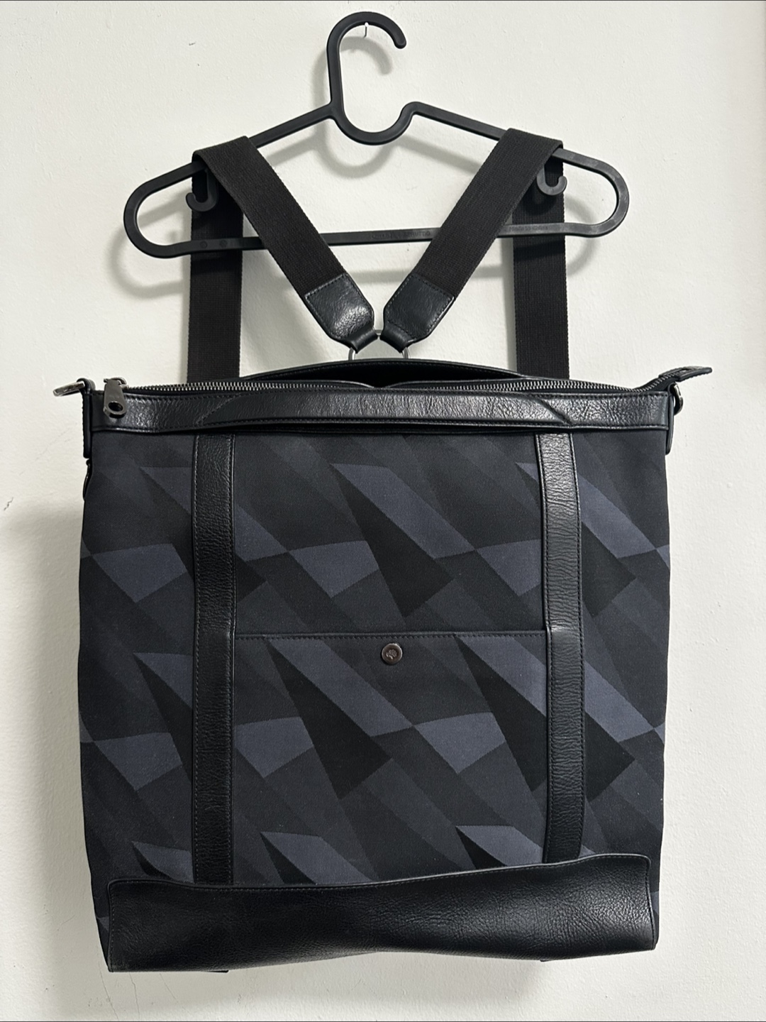 Mulberry Tote Backpack - Black Geometric Pattern