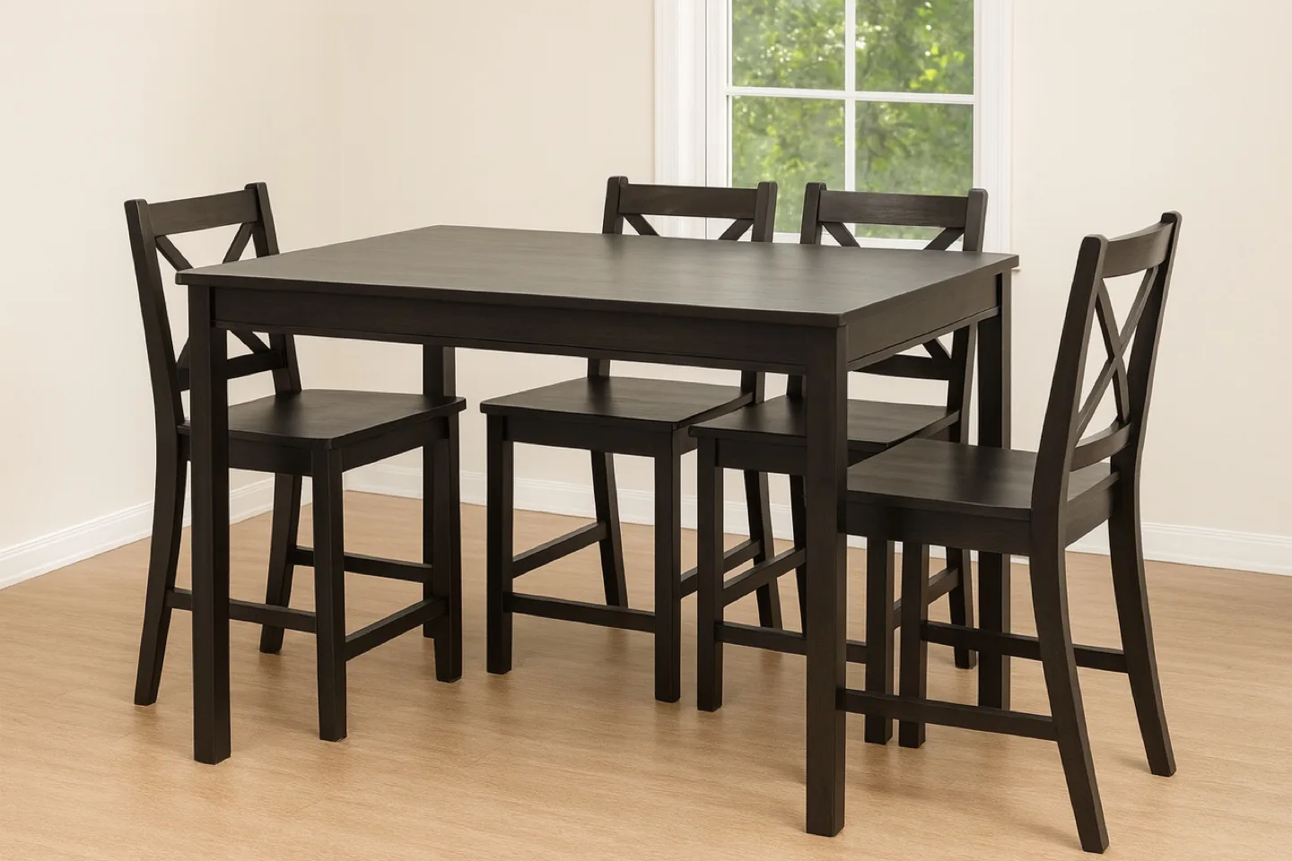 Black Bar Height Dining Table with 4 Chairs thumbnail