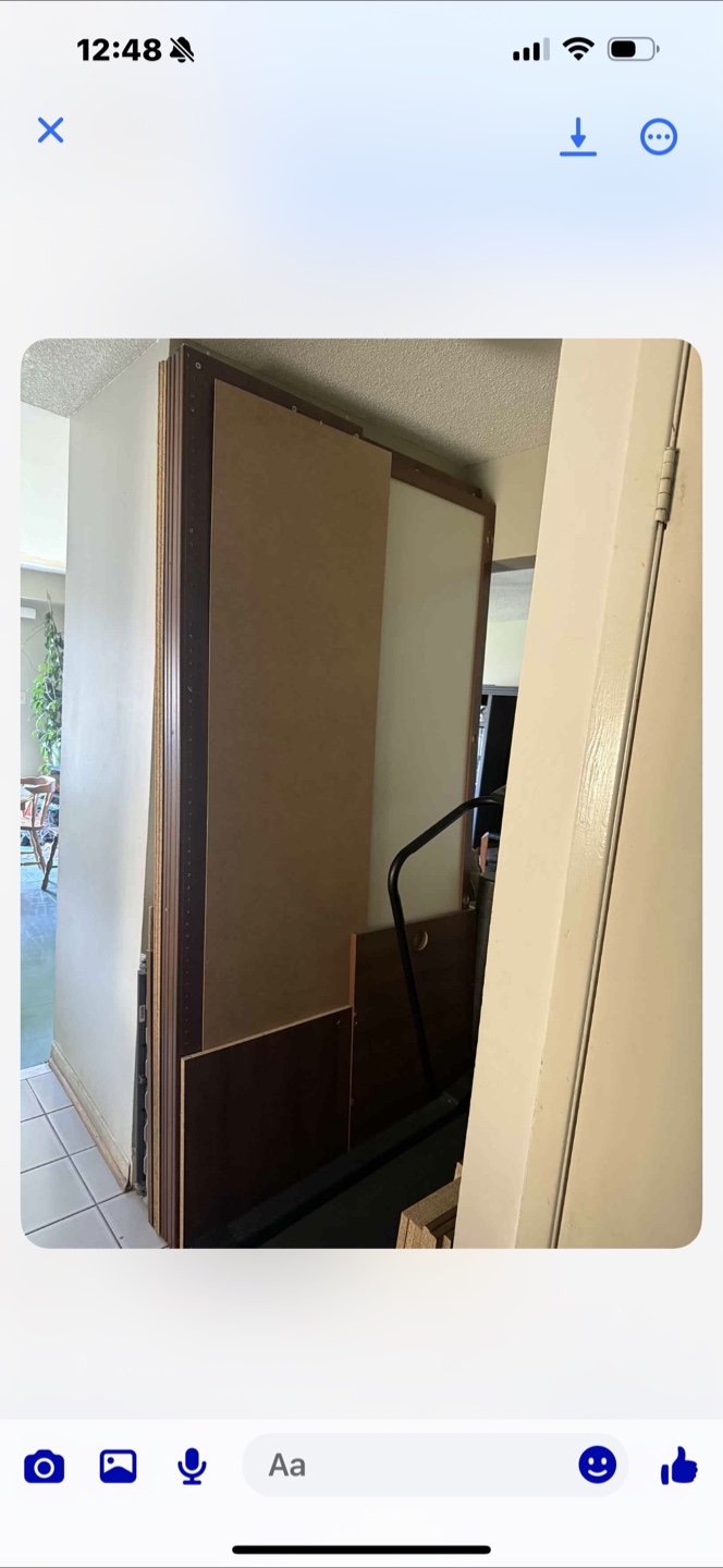 Tall Brown & White Storage Cabinet