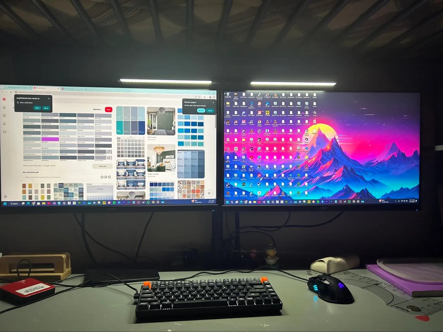 Acer 27inch Dual monitors ( arm + lightbar included) thumbnail