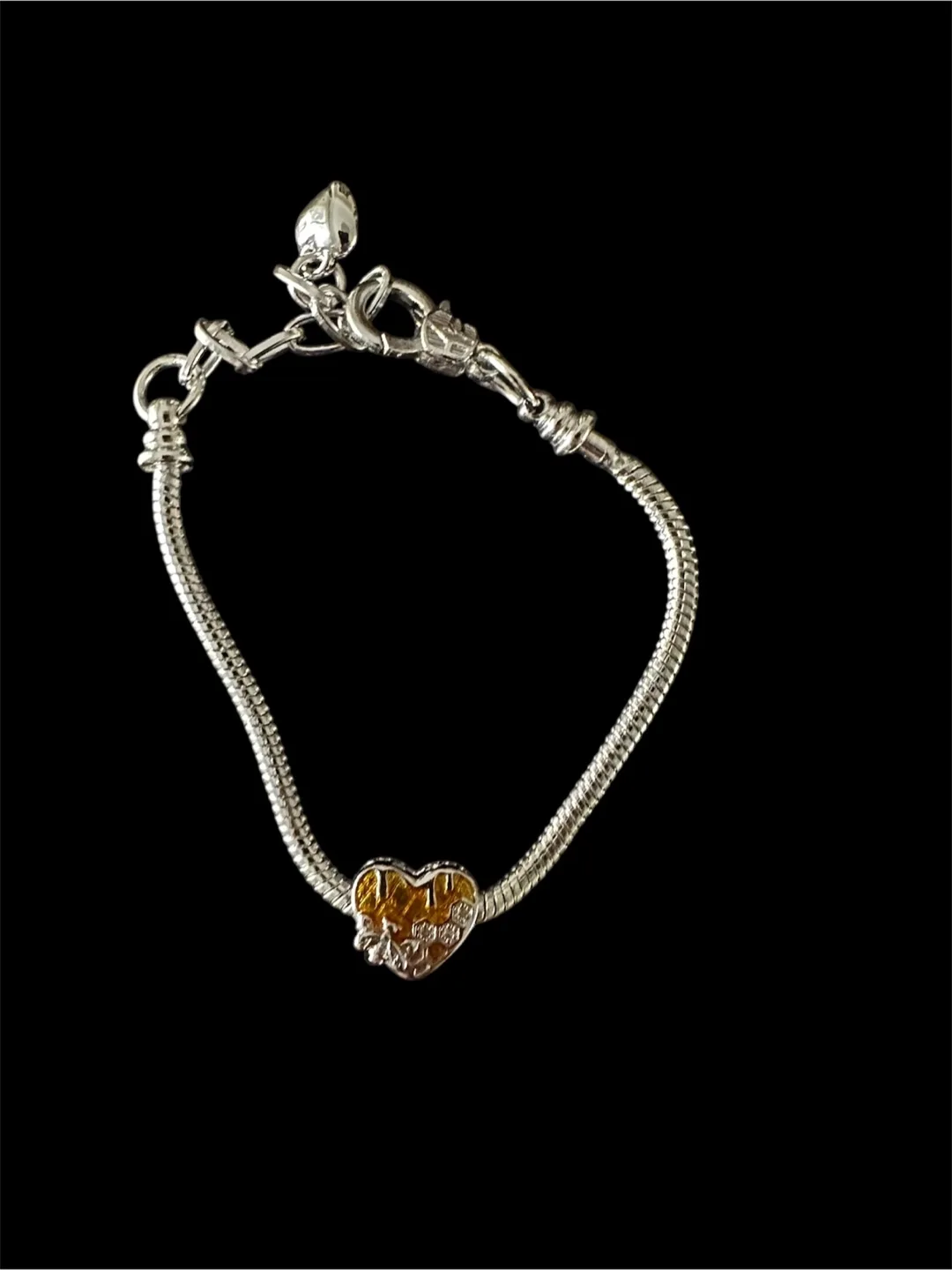 Stainless steel Bracelet with Honeycomb Heart Charm thumbnail