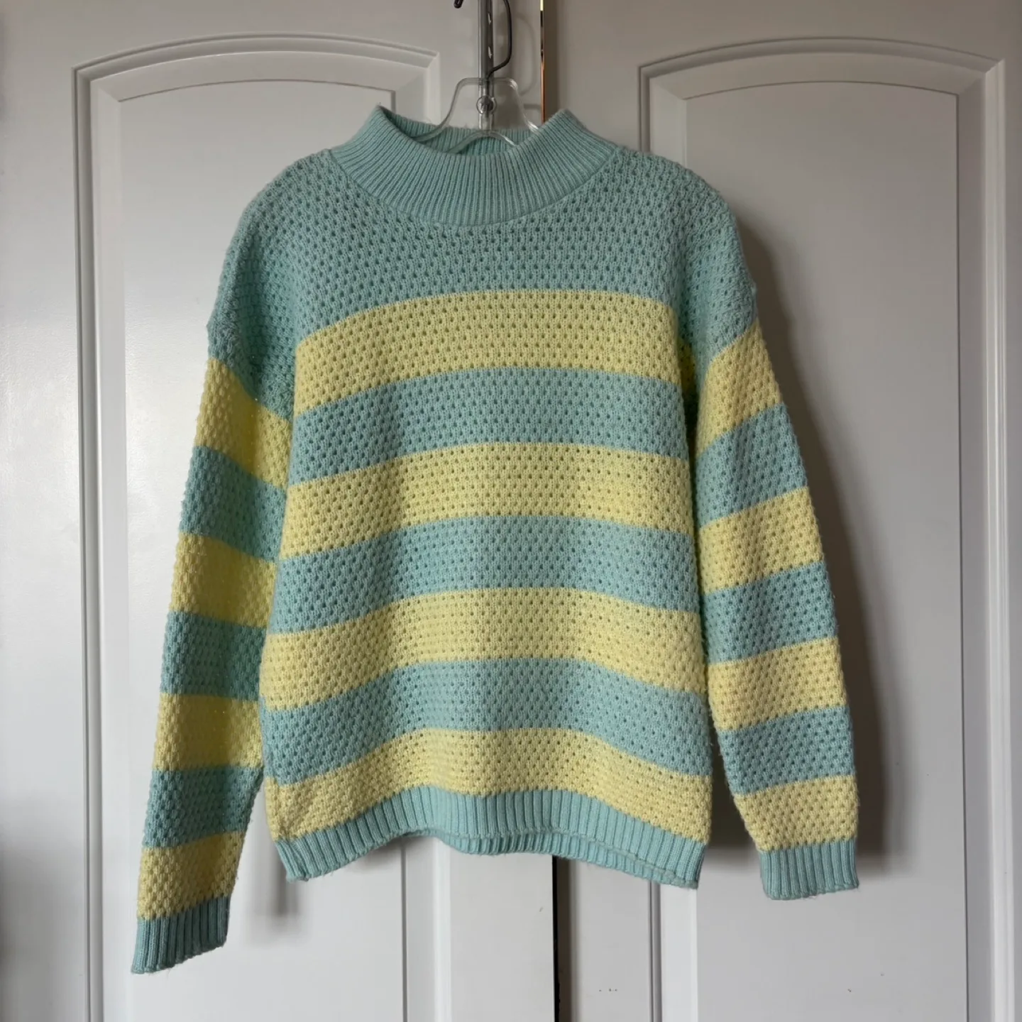 Yellow and Blue Striped Knit Sweater thumbnail