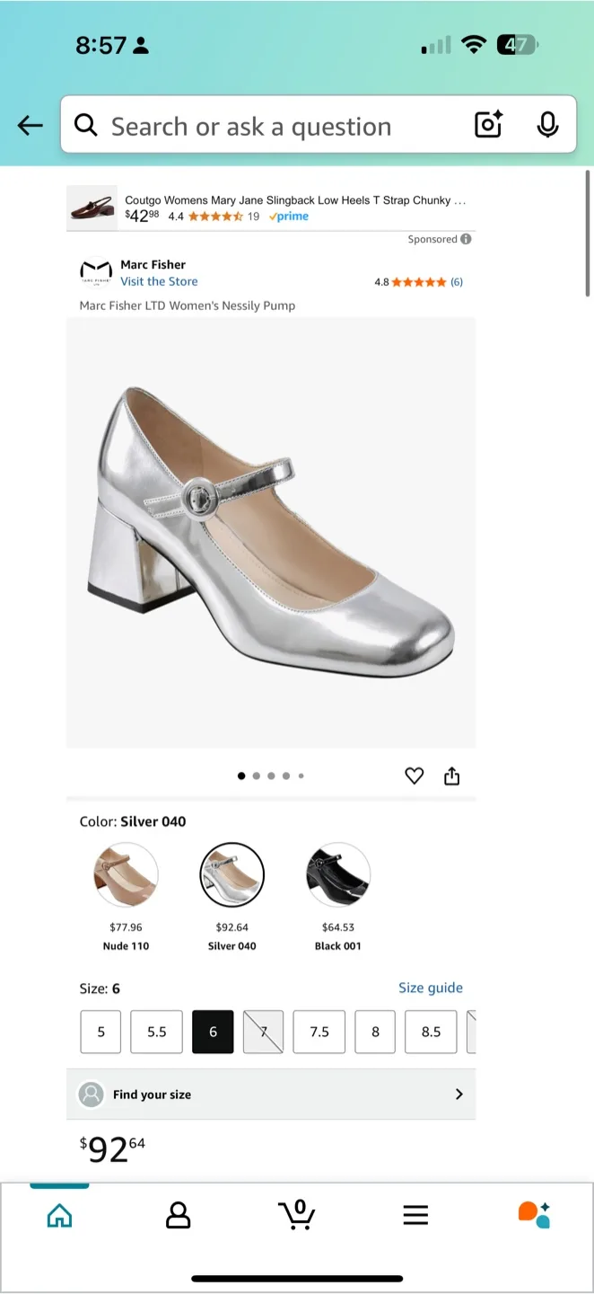 Marc Fisher Nessily Silver Pumps - Size 6 image indicator(5)